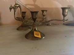 Swan Brass Candle Holders