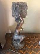 Carved Wooden Statue of Woman