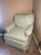 Green Striped Chair and Ottoman