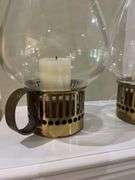 Pair of Brass Hurricane Lamps