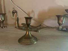 Swan Brass Candle Holders