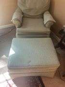 Green Striped Chair and Ottoman
