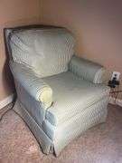 Green Striped Chair and Ottoman