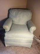 Green Striped Chair and Ottoman