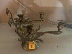 Swan Brass Candle Holders