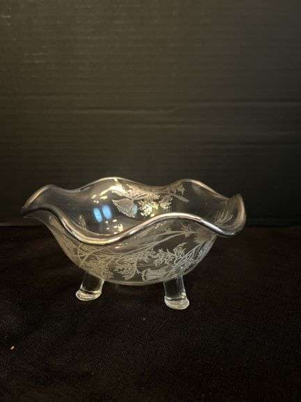 Silver Plate and Glass with Silver Bowl
