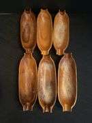 MCM Woven Wood Plate Set and Corn Trays with Holders