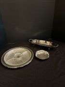Silver Plate Tray with Divided Glass