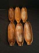 MCM Woven Wood Plate Set and Corn Trays with Holders