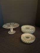 Glass Plates and Petit Four Plate on Pedestal