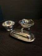 Silver Plate and Glass with Silver Bowl