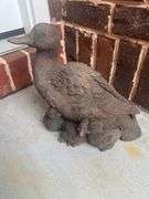 Duck with ducklings concrete figurine