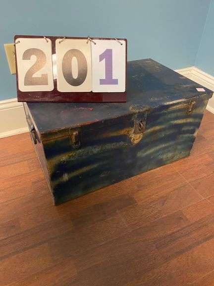 METAL FOOT LOCKER - CONTENTS NOT INCLUDED - 58 BY 24 BY 12 image