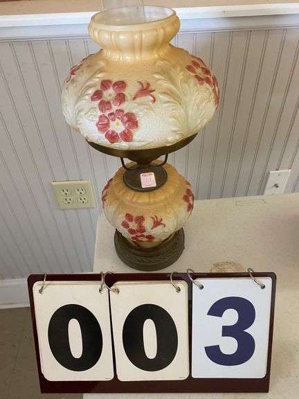 VINTAGE RED AND GOLD HURRICANE LAMP image
