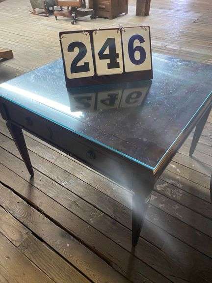SMALL GLASS TOP TABLE 28 BY 28 BY 20 image