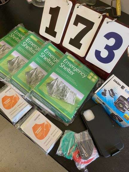 EMERGENCY SHELTERS, DASH CAM, EMERGENCY BLANKET, AND PAPER CUTTERS image