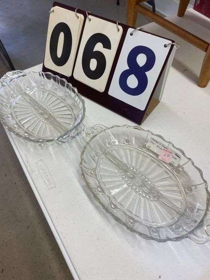 TWO OYSTER AND PEARL 10 1/2' DIVIDED RELISH TRAYS image