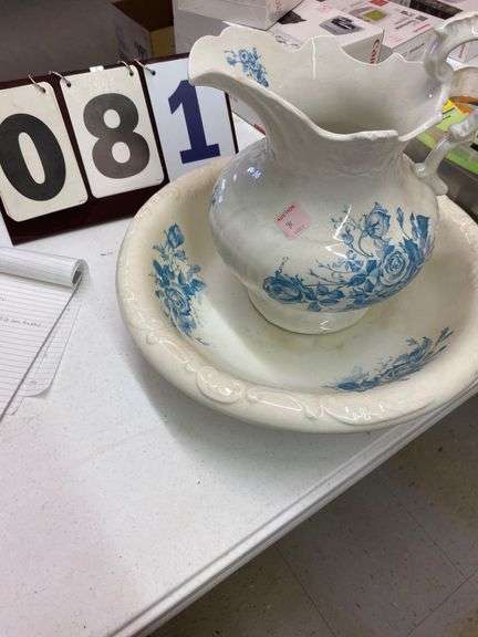 VERY OLD VINTAGE PITCHER AND BOWL image