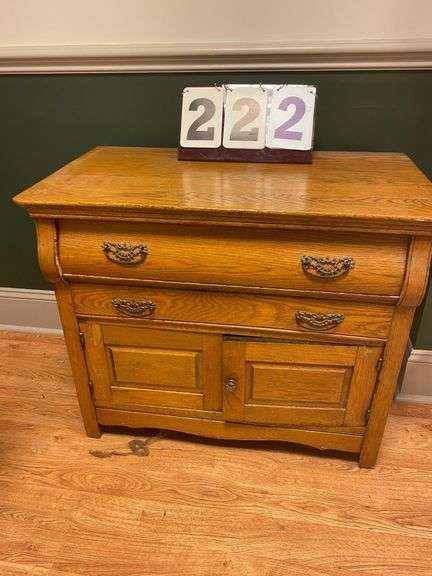 OAK WASH STAND - 34 BY 29 BY 19 image