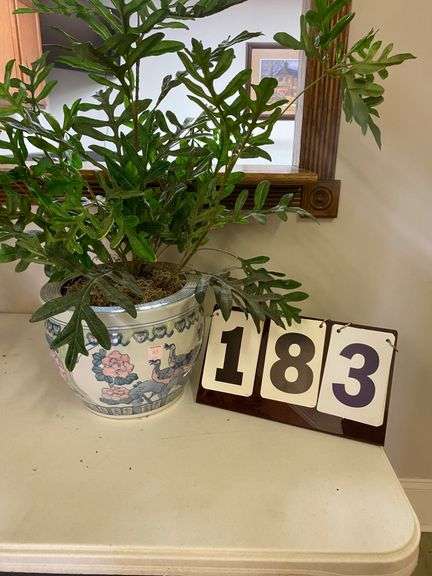 CERAMIC POT WITH ARTIFICIAL PLANT image