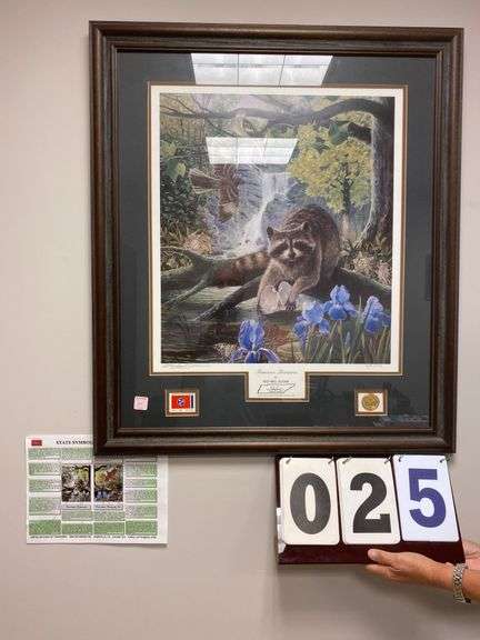 MICHAEL SLOAN RACCOON PRINT - 27 BY 33 image