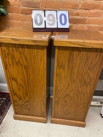 TWO OAK PEDESTALS - 17 BY 17 BY 43 image