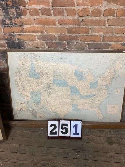 FRAMED US MAP - 52 BY 33 image