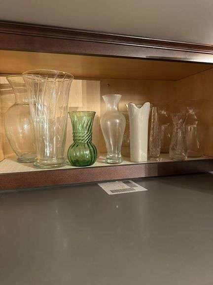 Vases/ Pitcher in cabinet - Contents above refrigerator