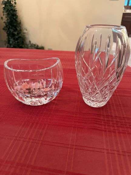 (2) Pieces, Crystal Vases (top shelf of glass cabinet)