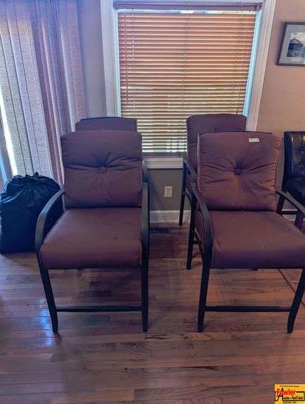 (4) Metal Frame Cushioned Chairs