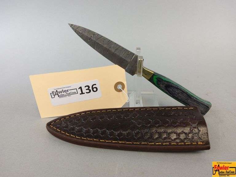 Damascus Style Steel Blade Knife with Sheath image