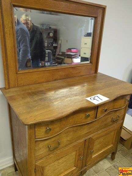 Oak Dresser with Mirror image