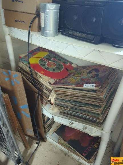 Shelf & Contents including Assorted Record Albums image