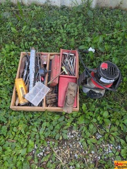 Lot of Various Tools including Dewalt Stud Finder, Old Plane and Router image
