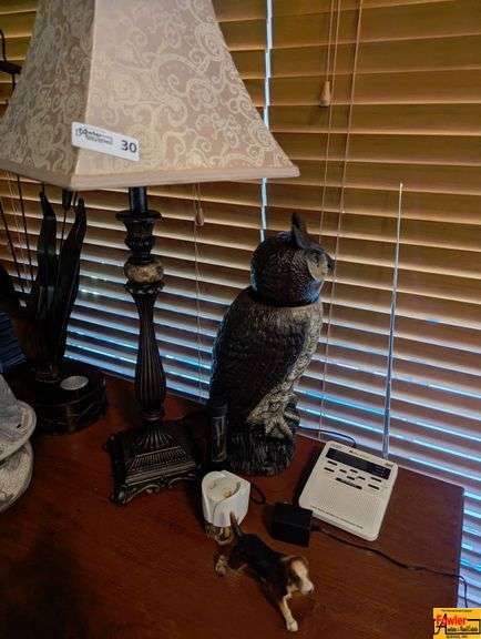 Table Lamp, Owl & Dog Statues & Home Decor