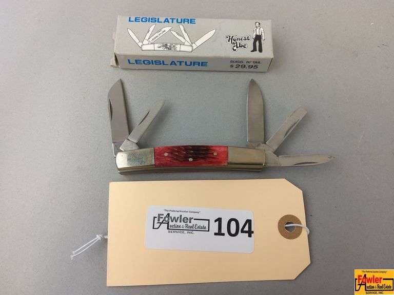Legislature Honest Abe Pocket Knife with Redbone Stag Handle image
