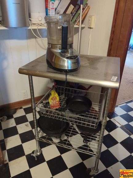 Kitchen Prep Table with Iron Skillets & More image