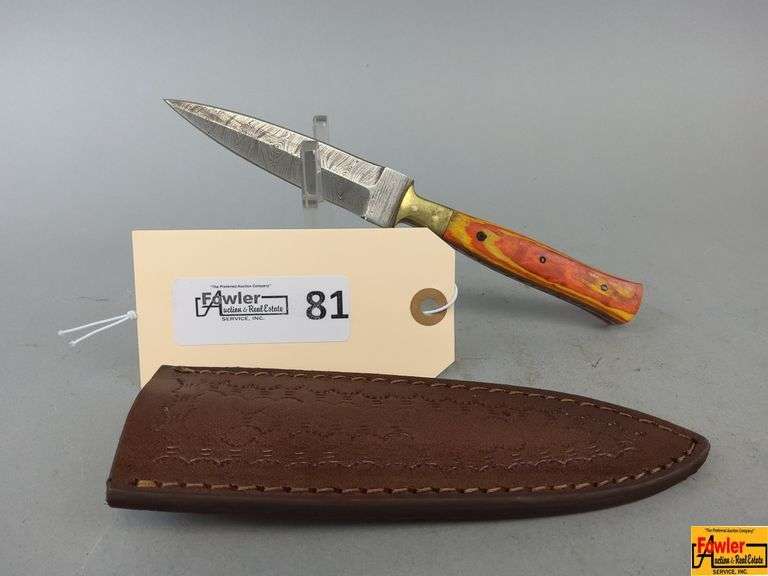 Damascus Style Steel Knife with Sheath image