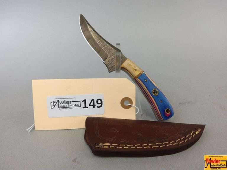 Damascus Style Steel Knife with Sheath image