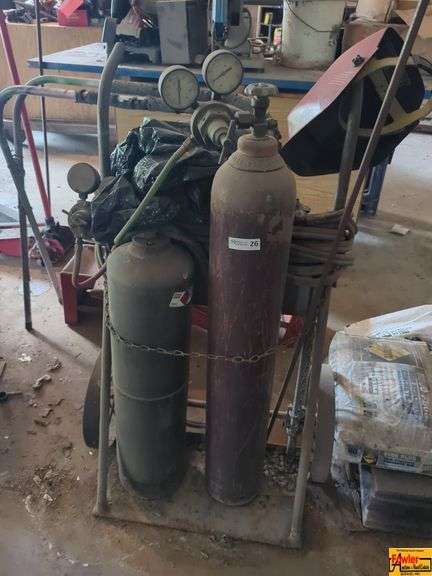 Oxyacetylene Welding and Cutting Setup on a Rolling Card