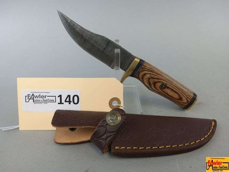 Damascus Style Steel Blade Knife with Sheath image