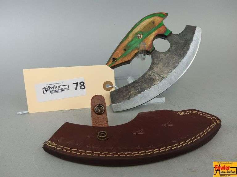 Hand Forged Ulu Knife with Sheath image