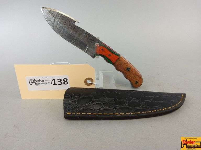 Damascus Style Steel Knife with Sheath image