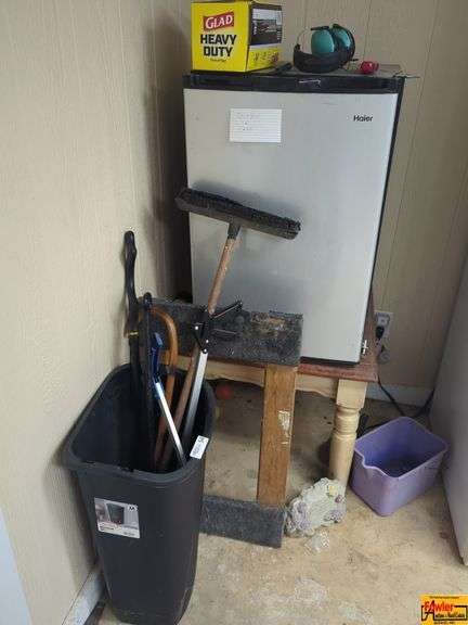 Haier Mini Fridge, Garbage Can & Contents image