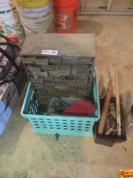 Metal Small Compartment Cabinet and Assorted Tools image