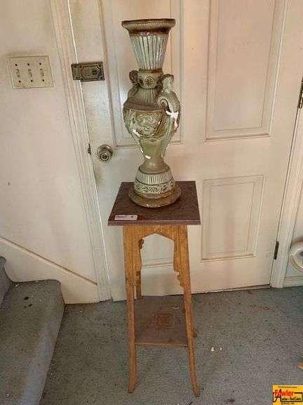 Accent Table with Vintage Rococo/Italian Style Pedestal Urn image