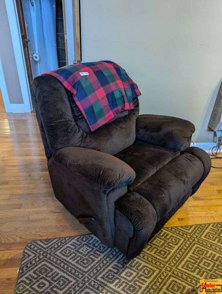 Velour-Like Recliner With Plaid Throw Blanket