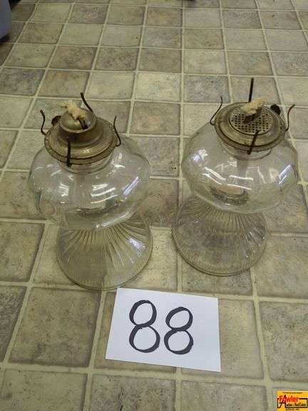 Pair of Clear Glass Oil Lamps image