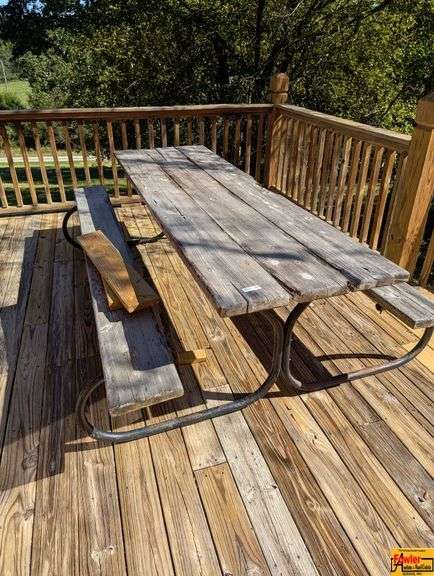 Wood With Metal Framce Picnic Table & Metal Sofa And Loveseat