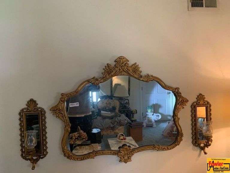 Wall Mirror & 2 Mirrored Candle Holders image